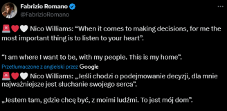 SŁOWA Nico Williamsa po PRZEDŁUŻENIU UMOWY w Bilbao :D